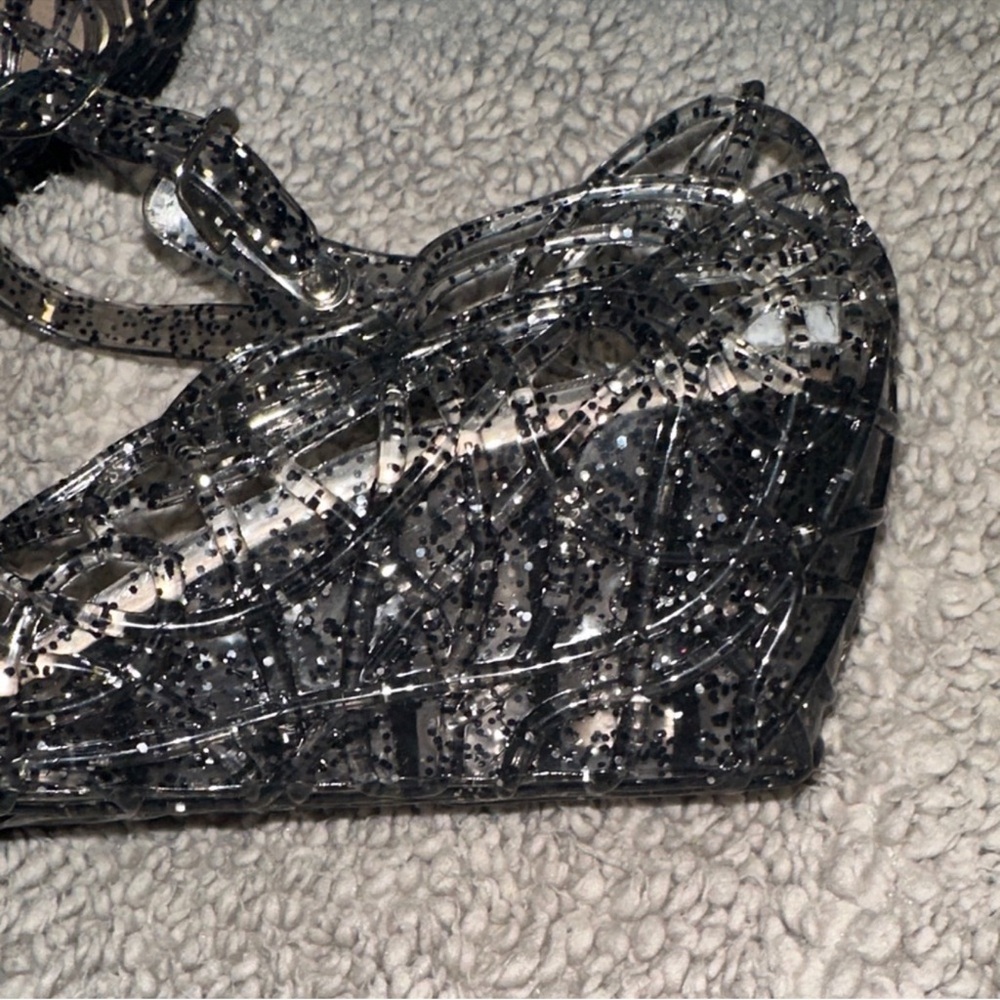 Vivienne Westwood Anglomania Melissa Silver Glitter Jelly Wedges - Picture 13 of 16